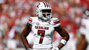 Oct 12, 2024; Tuscaloosa, Alabama, USA;  South Carolina Gamecocks defensive back Nick Emmanwori (7) during the first half at Bryant-Denny Stadium. Mandatory Credit: Butch Dill-Imagn Images