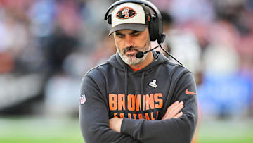 Cleveland Browns head coach Kevin Stefanski reacts during the second half against the Los Angeles Chargers at Huntington Bank Field.