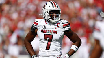 Oct 12, 2024; Tuscaloosa, Alabama, USA;  South Carolina Gamecocks defensive back Nick Emmanwori (7) during the first half at Bryant-Denny Stadium. Mandatory Credit: Butch Dill-Imagn Images