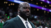 O'Neal looks on before the game between the Celtics and Mavericks during the 2024 NBA Finals at TD Garden.