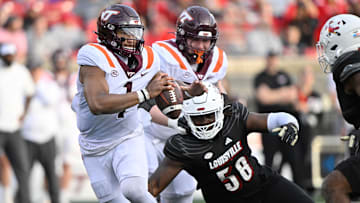 Virginia Tech Hokies quarterback Kyron Drones (1)