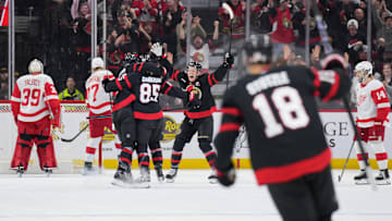 Dylan Cozens, Brady Tkachuk, Jake Sanderson, Tim Stutzle