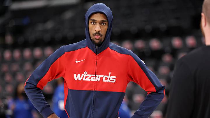 Jan 23, 2025; Inglewood, California, USA;  Washington Wizards forward Alex Sarr (20) warms up before the game against the Los Angeles Clippers at Intuit Dome. Mandatory Credit: Kiyoshi Mio-Imagn Images