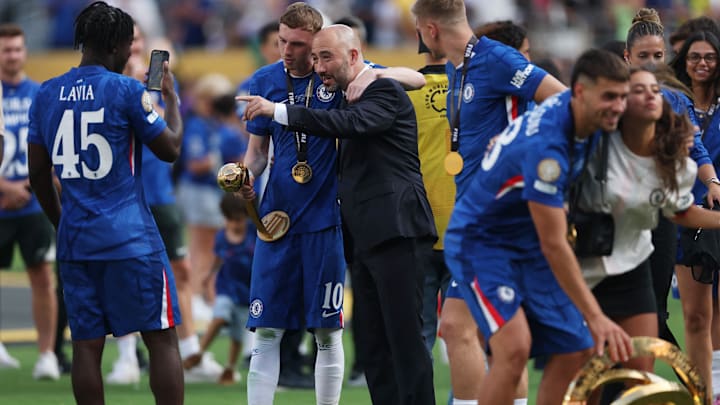 Chelsea FC midfielder Cole Palmer celebrates with the golden ball trophy after the final of the 2025 FIFA Club World Cup Chelsea FC midfielder Cole Palmer celebrates with the golden ball trophy after the final of the 2025 FIFA Club World Cup