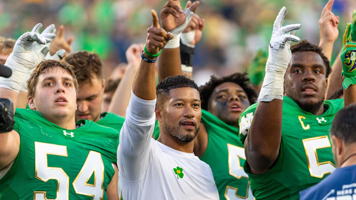 Notre Dame athletic director Pete Bevacqua said it's his job to make sure Marcus Freeman doesn't go anywhere. Notre Dame athletic director Pete Bevacqua said it's his job to make sure Marcus Freeman doesn't go anywhere.