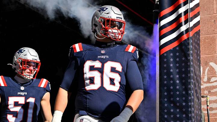 Nov 2, 2025; Foxborough, Massachusetts, USA; New England Patriots offensive tackle Will Campbell (66) walks out of the player's tunnel before a game against the Atlanta Falcons at Gillette Stadium. Mandatory Credit: Eric Canha-Imagn Images