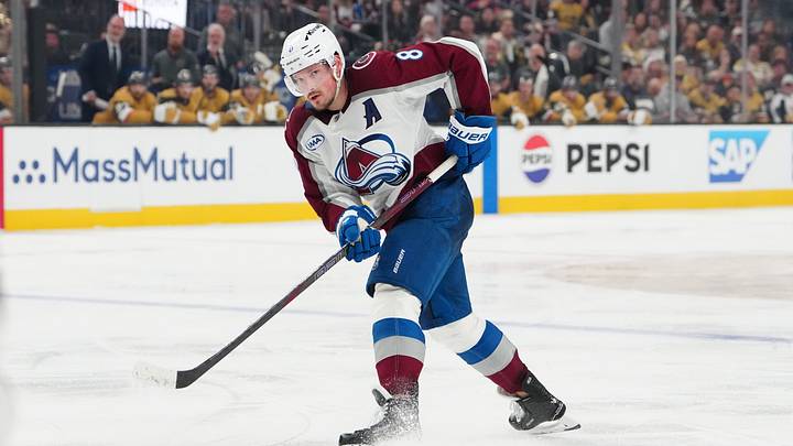 May 26, 2026; Las Vegas, Nevada, USA; Colorado Avalanche defenseman Cale Makar (8) shoots the puck during the second period against the Vegas Golden Knights in game four of the Western Conference Final of the 2026 Stanley Cup Playoffs at T-Mobile Arena. Mandatory Credit: Stephen R. Sylvanie-Imagn Images May 26, 2026; Las Vegas, Nevada, USA; Colorado Avalanche defenseman Cale Makar (8) shoots the puck during the second period against the Vegas Golden Knights in game four of the Western Conference Final of the 2026 Stanley Cup Playoffs at T-Mobile Arena. Mandatory Credit: Stephen R. Sylvanie-Imagn Images