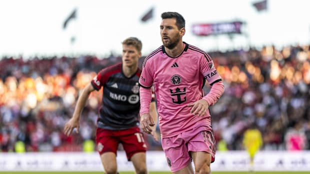 Lionel Messi runs against Toronto FC.