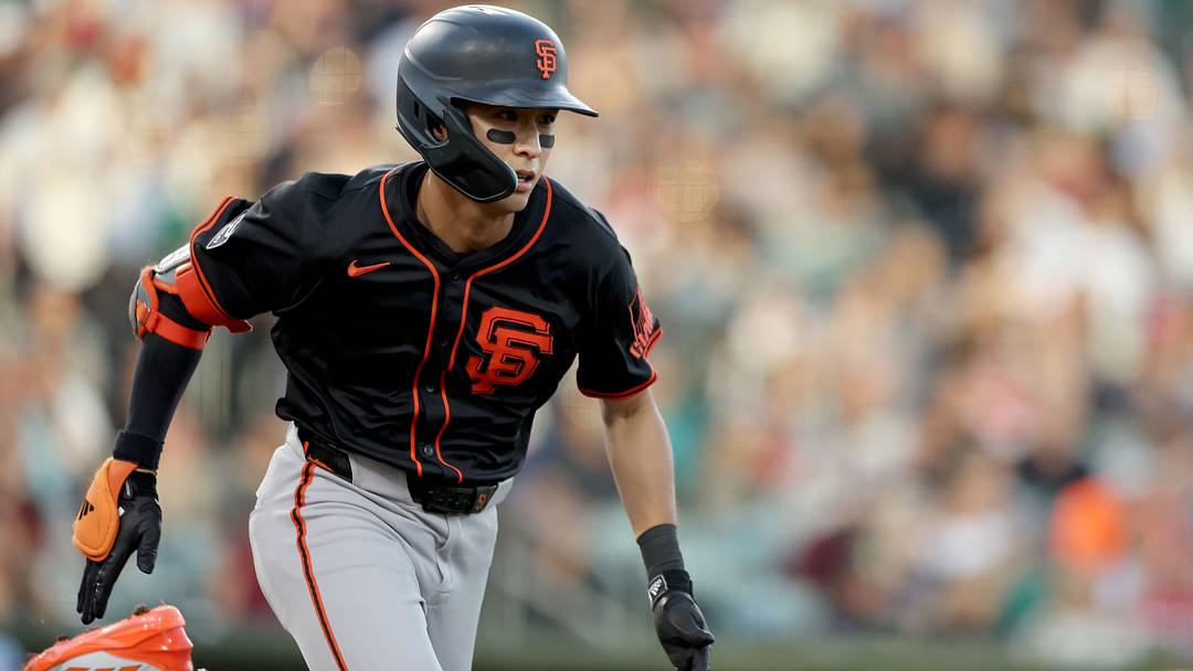 Jul 4, 2025; West Sacramento, California, USA; San Francisco Giants center fielder Jung Hoo Lee (51) runs towards first base during the fourth inning in a game against the Athletics at Sutter Health Park. Mandatory Credit: Dennis Lee-Imagn Images
