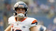 Sep 8, 2024; Seattle, Washington, USA; Denver Broncos quarterback Bo Nix (10) participates in pregame warmups against the Seattle Seahawks at Lumen Field.