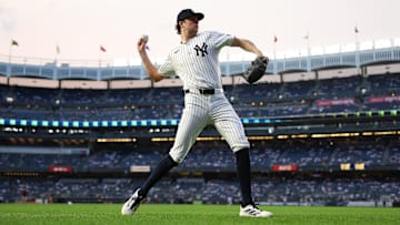 Cam Schlittler at Yankee Stadium for a Toronto Blue Jays v New York Yankees game.