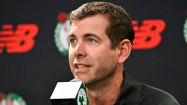 September 15, 2026; Boston, Massachusetts, USA; Boston Celtics president of basketball operations Brad Stevens speaks during a press conference at The Auerbach Center at Boston Landing. Mandatory Credit: Eric Canha-Imagn Images