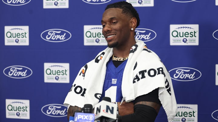 Giants wide receiver Malik Nabers will be catching passes from a new quarterback on Sunday. Giants wide receiver Malik Nabers will be catching passes from a new quarterback on Sunday.