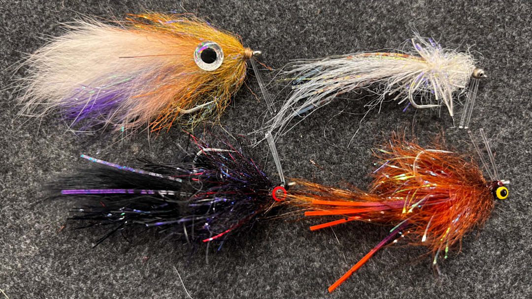 Wintertime Redfish flies popular in Charleston South Carolina can imitate minnows and shrimp that will stay in our estuaries as the water temperatures drop.