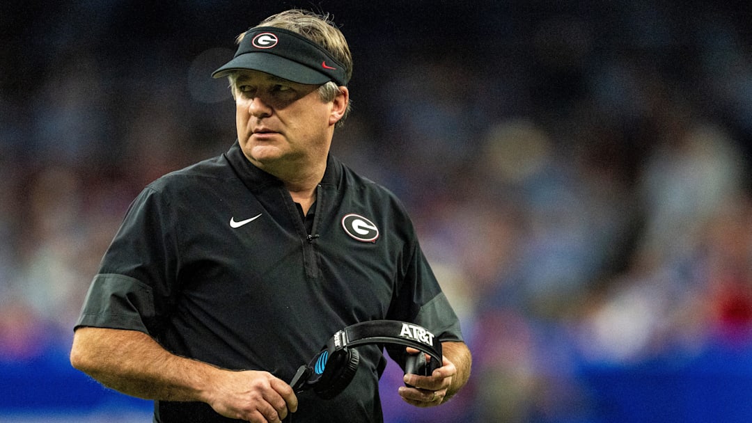 Georgia head coach Kirby Smart looks toward the field during the Sugar Bowl and College Football Playoff quarterfinals at Caesars Superdome in New Orleans, La., on Thursday, Jan. 1, 2026.