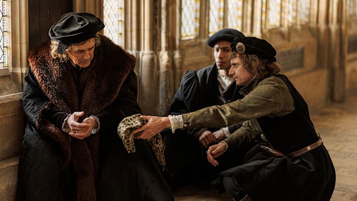 MASTERPIECE
Wolf Hall: The Mirror and the Light

Episode Two: Obedience
Sunday, March 30, 2025 at 9/8c on PBS
A secret marriage brings scandal to court, giving Cromwell the opportunity to bring his adversary Norfolk down for good. But an unexpected encounter forces Cromwell to question where his loyalties lie.

Shown L-R: Mark Rylance (Thomas Cromwell), Corentin Fila (Christophe), Tom Mothersdale (Richard Riche)

Photographer: Nick Briggs 

For editorial use only.

© Playground Television (UK)