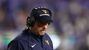 Oct 3, 2025; Provo, Utah, USA; West Virginia Mountaineers head coach Rich Rodriguez looks on during the third quarter of the game against the Brigham Young Cougars at LaVell Edwards Stadium. Mandatory Credit: Rob Gray-Imagn Images
