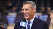 Former Villanova coach and current CBS analyst Jay Wright at William B. Finneran Pavilion. 