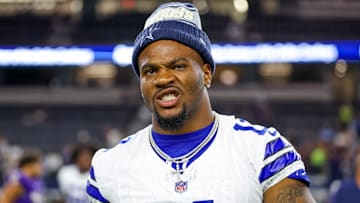 Aug 16, 2025; Arlington, Texas, USA;  Dallas Cowboys defensive end Micah Parsons (11) reacts after the game against the Baltimore Ravens at AT&T Stadium. Mandatory Credit: Kevin Jairaj-Imagn Images