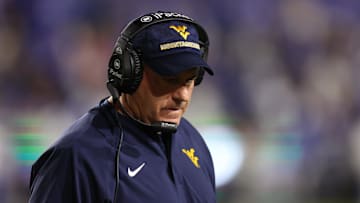 Oct 3, 2025; Provo, Utah, USA; West Virginia Mountaineers head coach Rich Rodriguez looks on during the third quarter of the game against the Brigham Young Cougars at LaVell Edwards Stadium. Mandatory Credit: Rob Gray-Imagn Images