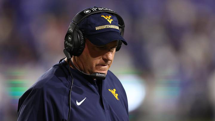 Oct 3, 2025; Provo, Utah, USA; West Virginia Mountaineers head coach Rich Rodriguez looks on during the third quarter of the game against the Brigham Young Cougars at LaVell Edwards Stadium. Mandatory Credit: Rob Gray-Imagn Images