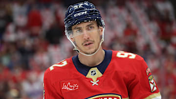 Florida Panthers left wing Tomas Nosek (92). Mandatory Credit: Kim Klement Neitzel-Imagn Images