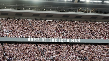 Aug 30, 2025; College Station, Texas, USA; The Texas A&M Aggies 12th man before the game against the UTSA Roadrunners at Kyle Field. Mandatory Credit: Sean Thomas-Imagn Images