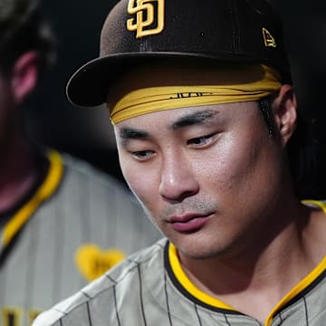 Aug 16, 2024; Denver, Colorado, USA; San Diego Padres shortstop Ha-Seong Kim (7) leaves the dugout in the seventh inning against the Colorado Rockies at Coors Field. Mandatory Credit: Ron Chenoy-Imagn Images