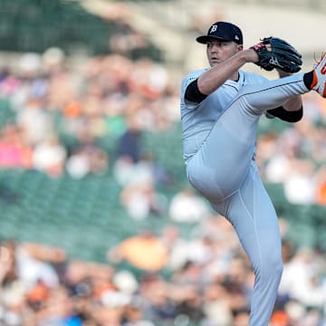 Detroit Tigers pitcher Tarik Skubal (29) throws against Boston Red Sox during the second inning at Comerica Park in Detroit on Wednesday, May 14, 2025.