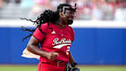 NiJaree Canady celebrates during Texas Tech's game against Oklahoma.