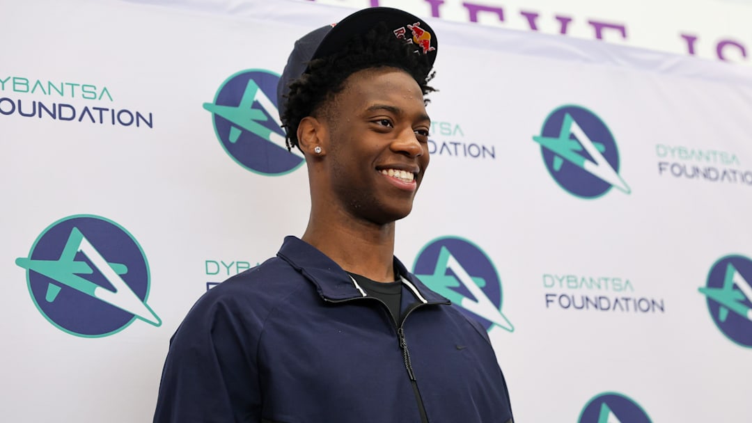Brockton’s AJ Dybantsa spends time with Davis School students after declaring for the 2026 NBA Draft at Davis School (K-8) in Brockton, Massachusetts on Thursday, April 23, 2026.