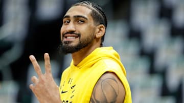 Indiana Pacers forward Obi Toppin (1) before playoff game against the Milwaukee Bucks in 2025.