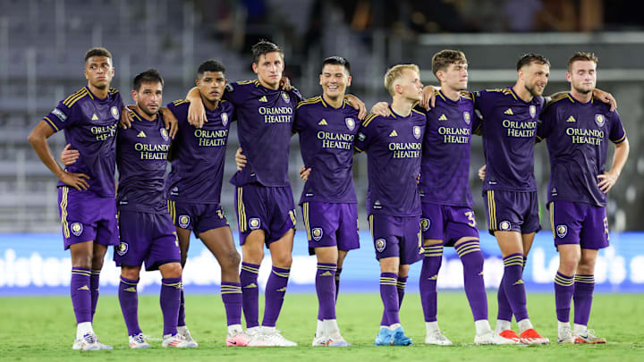 Aug 4, 2024; Orlando, Florida, USA; Orlando City look on before penalty kicks against the Atletico de San Luis during the Leagues Cup group stage at INTER&CO Stadium. Mandatory Credit: Nathan Ray Seebeck-USA TODAY Sports