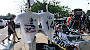 A Pope Leo XIV t-shirt is seen outside for sale prior to a game between the Chicago White Sox and the Kansas City Royals at Rate Field on June 6.