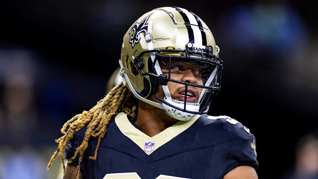 Sep 8, 2024; New Orleans, Louisiana, USA;  New Orleans Saints defensive end Chase Young (99) against the Carolina Panthers during the pregame at Caesars Superdome. Mandatory Credit: Stephen Lew-Imagn Images