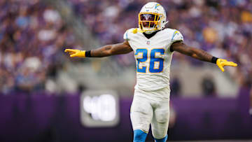 Los Angeles Chargers CB Asante Samuel Jr. (26) after an incomplete pass against the Minnesota Vikings