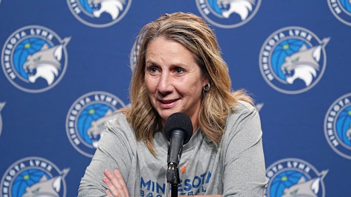 Sep 6, 2025; San Francisco, California, USA; Minnesota Lynx head coach Cheryl Reeve addresses the media before the game against the Golden State Valkyries at Chase Center. Mandatory Credit: David Gonzales-Imagn Images Sep 6, 2025; San Francisco, California, USA; Minnesota Lynx head coach Cheryl Reeve addresses the media before the game against the Golden State Valkyries at Chase Center. Mandatory Credit: David Gonzales-Imagn Images
