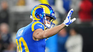 Jan 13, 2025; Glendale, AZ, USA; Los Angeles Rams wide receiver Cooper Kupp (10) practices before the NFC wild card game against the Minnesota Vikings at State Farm Stadium. Mandatory Credit: Joe Camporeale-Imagn Images