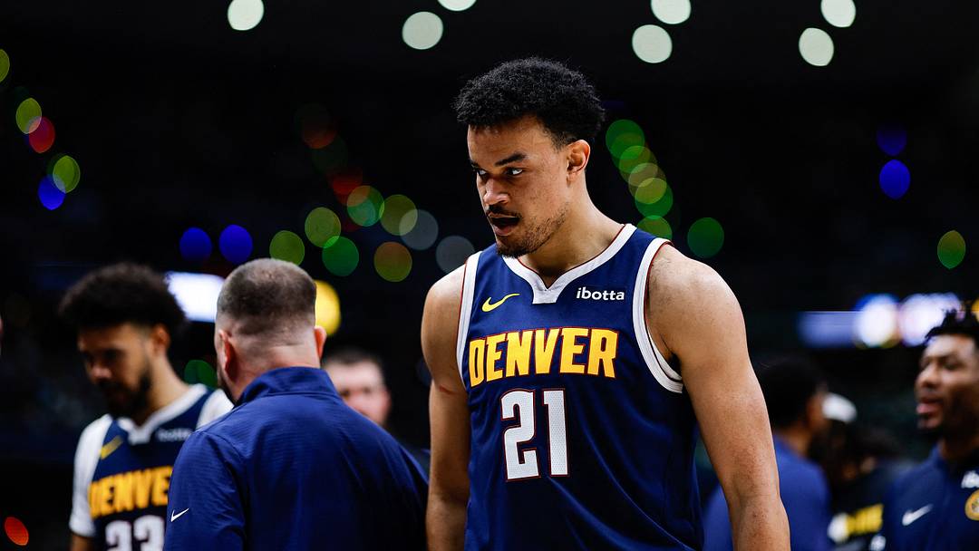 Apr 27, 2026; Denver, Colorado, USA; Denver Nuggets forward Spencer Jones (21) in the third quarter against the Minnesota Timberwolves during game five of the first round of the 2026 NBA Playoffs at Ball Arena. Mandatory Credit: Isaiah J. Downing-Imagn Images
