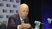 Oct 9, 2025; Rosemont, IL, USA; UCLA head coach Mick Cronin speaks during Big Ten Men’s Basketball Media Days at the Donald E. Stephens Convention Center. Mandatory Credit: Talia Sprague-Imagn Images