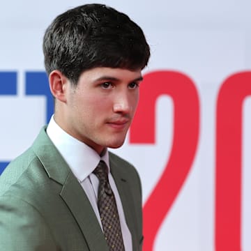 Jun 26, 2024; Brooklyn, NY, USA; Reed Sheppard arrives for the first round of the 2024 NBA Draft at Barclays Center. Mandatory Credit: Brad Penner-Imagn Images