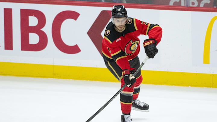 Mar 26, 2026; Ottawa, Ontario, CAN; Ottawa Senators defenseman Artem Zub (2) shoots the puck in the third period against the Pittsburgh Penguins at the Canadian Tire Centre. Mandatory Credit: Marc DesRosiers-IMAGN Images