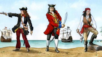 Famed pirates Anne Bonny, John 'Calico Jack' Rackam, and Mary Read