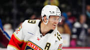 Florida Panthers left wing Matthew Tkachuk before the game against the Colorado Avalanche.