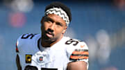Myles Garrett leads the league with 10 sacks through eight games.