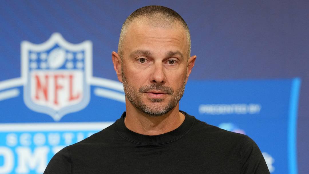 Las Vegas Raiders GM John Spytek speaks at the NFL Scouting Combine.