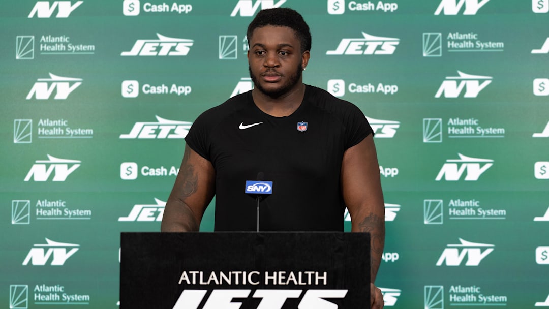 New York Jets right tackle Armand Membou New York Jets right tackle Armand Membou
