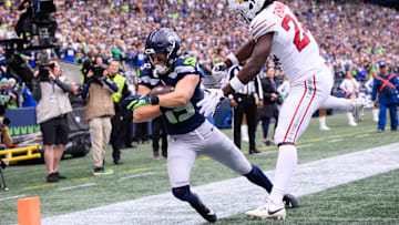 Jake Bobo of the Seattle Seahawks