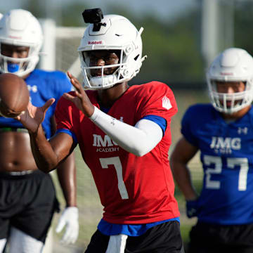 IMG Academy Jayden Wade (#7). IMG Academy held a media day practice on Friday, Aug. 1st, 2025 in Bradenton.