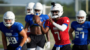 IMG Academy Jayden Wade (#7). IMG Academy held a media day practice on Friday, Aug. 1st, 2025 in Bradenton.